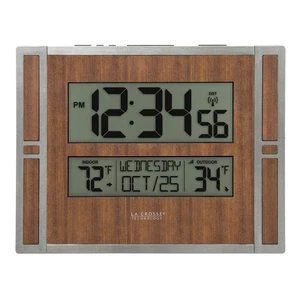 BBB86088 Atomic Digital Wall Clock with Indoor & Outdoor Temperature - Picture 1 of 6