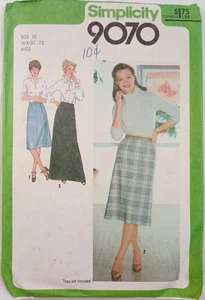 SIMPLICITY 9070 Vtg 70s SKIRT 3 lengths back zip waistband Size 10 UNCUT Pattern - Picture 1 of 7
