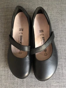 Birkenstock Lora Leather Mary Jane Flats Black Size US8/EU39 - Picture 1 of 4