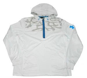 Under Armour Combine Hoodie Men’s L White Artic Gray Camo 1/4 Zip Fleece Loose - Picture 1 of 17