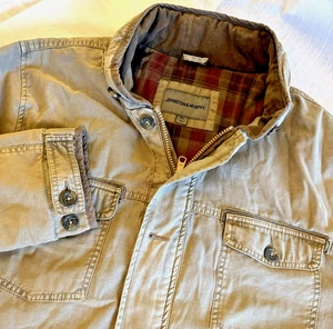Johnston & Murphy Jacket Men XXL Tan Brown Chore Barn Coat Full Zip Lined Hood - Picture 1 of 19