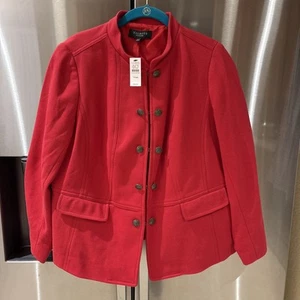 New 14 WP Plus Petite Talbots Red Military Suit Jacket 70% Cotton 30% Nylon - Picture 1 of 9