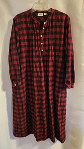 LL Bean Damen-Nachthemd Größe Petite Large rot Büffel kariert Flanell - Bild 1 von 4