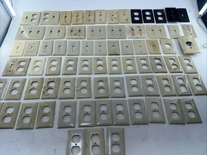 Huge Lot Vintage Sierra Ribbed Ivory Beige Cream Outlet Switch Plug Plate Cover - Picture 1 of 24