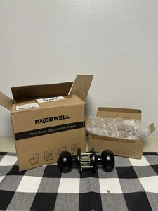 KNOBWELL 6 Pack Privacy Door Handles Matte Black Door Knobs, Interior Door NEW - Picture 1 of 5