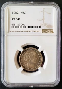 1902 25C Silver Barber Quarter *Rare Type* NGC - Very Fine VF 30 - Picture 1 of 2