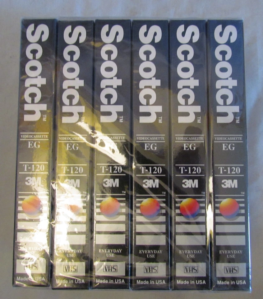 Lote de 6 cintas en blanco Scotch High Standard T-120 VHS nuevas selladas Foto 1 de 1