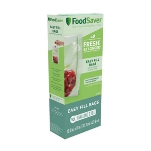 Easy Fill 1-Gallon Vacuum Sealer Bags | Commercial Grade and Reusable | 10 Count - Picture 1 of 5