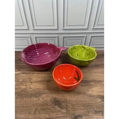 Cuencos medidores anidación de verduras mercado mundial decoración de cocina cebolla tomate pimienta Foto 1 de 4