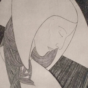 Carl Emil Uphoff Frauenporträt Jugendstil signiert Radierung 1917 - Bild 1 von 4