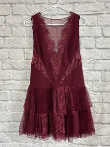 Free People Damen beere Taube Spitzeneinsatz Kleid Größe 2 - Bild 1 von 7