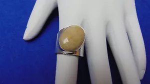 Anello in corallo fossile a fascia larga sterling - Foto 1 di 10