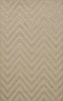 Ivory Transitional Hand Hooked Stripes Chevrons Zig Zags Area Rug Striped DV4 - Image 1 of 2