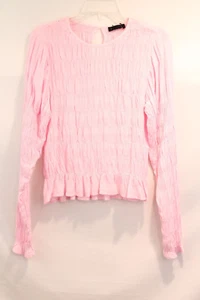 Sanctuary Top Womens size XS Pink Rayon Crinkle Gauze Keyhole Back Ruffle Hem - Picture 1 of 8