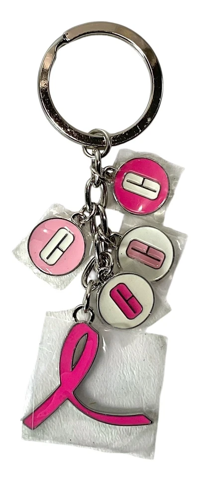 Clinique Key Chain Breast Cancer Awareness Charm Pink Ribbon New - Image 1 of 1