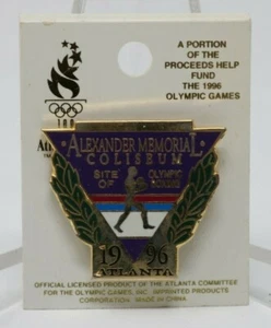 1996 Alexander Memorial Coliseum Olympics Boxing Pin Lapel Hat Button Atlanta - Picture 1 of 2