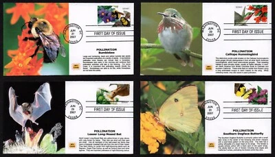 USA, SCOTT # 4153-4156, SET OF 4 MPG FDC COVERS 2007 POLLINATION, PLANTS, BEES - Image 1 of 4