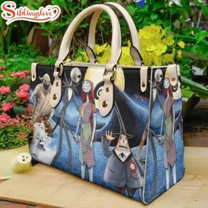 Personalized Jack Skelington & Sally Leather Handbag, Skelington Hallowwen Bag - Picture 1 of 3