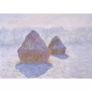 Claude Monet, Haystacks, Snow and Sun, 1929, Lustre Canvas Print, A3 Size - Picture 1 of 10