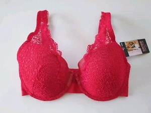 KAYSER Curve It Up FLING Red Lace Moulded Cup Bra underwire 10DD New Lingerie - Picture 1 of 6