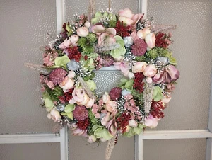Türkranz handgefertigt, 38 cm (D), Buschrosen, Chrysanthemen - Bild 1 von 4
