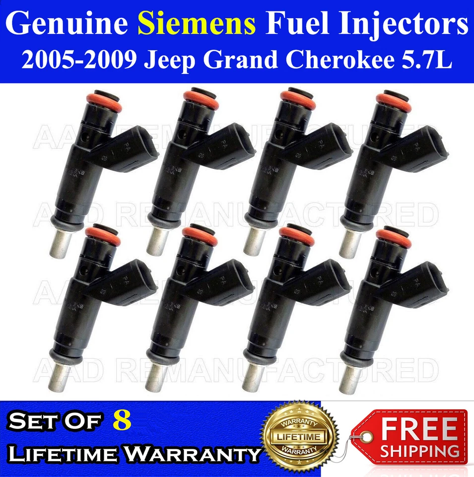 8x UPGRADED Genuine Siemens Fuel injectors  2005-2009 Jeep Grand Cherokee 5.7L Foto 1 de 1