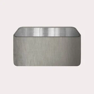 Lampshade Mid Grey Textured 100% Linen Brushed Silver Rounded Rectangle - Picture 1 of 5
