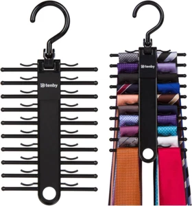 2-Pack Black Tie Rack, Organizer, Hanger, Holder - Affordable Ti. - Picture 1 of 12