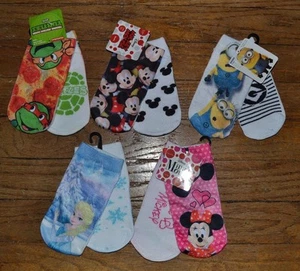 Character Socks 2T-4T Ninja Turtles, Mickey Mouse, Minions, Minnie or Frozen - Picture 1 of 11