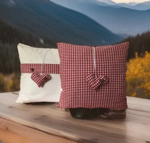 1x Landhausstil Kissenbezug,Kissenhülle, Dekokissen rot/weiß kariert 40x40cm. - Bild 1 von 12