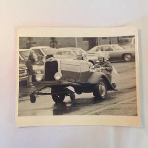 Vintage B&W 8 x 10 Photo Shriner Parade Funny Car Bedouins Scimitar Fez Rain St - Picture 1 of 6