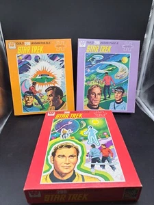 3 puzzle vintage 1978 Whitman Guild Star Trek 200 pezzi sigillati - Foto 1 di 11