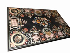 60" x 36" Black Marble Dining Center Pietra Dura Inlay Work Home Decor Table Top
