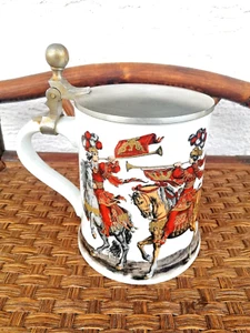 Alte Porzellan Krug Alboth&Kaiser mit Zinndeckel 1980-ern Fanfarenbläser - Bild 1 von 7
