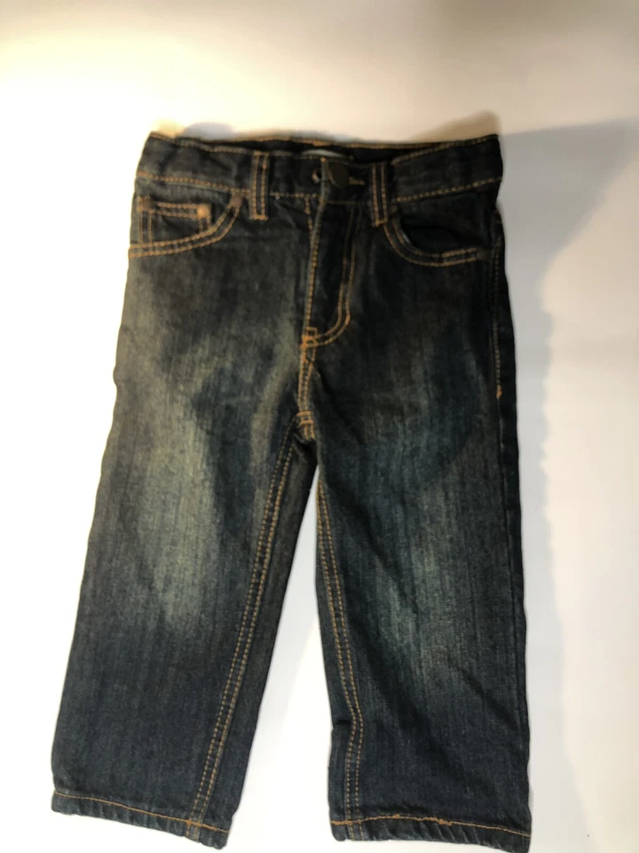 Pantalones de mezclilla ajustables azules 2T Toughskins para niños pequeños calce relajado Foto 1 de 4