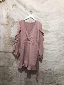 NWT Fashion Nova Topanga Dusty Pink Ruffle Arm Hem Lined Romper 2X~ - Picture 1 of 4