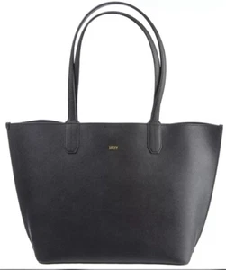 NWT DKNY Black/Gold Leather Handbag, Tote Bag, Free Post - Picture 1 of 4