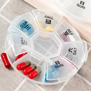 7 Tage Runde Pillendose Medizin Tabletten Organizer Wöchentlich Medikamente Aufbewahrung Etui UK - Bild 1 von 11