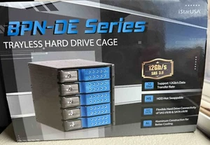 ISTAR BPN-DE350HD-BLACK Trayless 3X 5.25 to 5X 3.5 12Gb/s HDD Hot-swap Cage - Picture 1 of 2