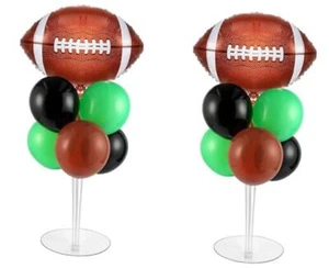 Football party Balloons Stand Kit 2 Sets with 2 Rugby Ball Foil Balloons - Picture 1 of 7