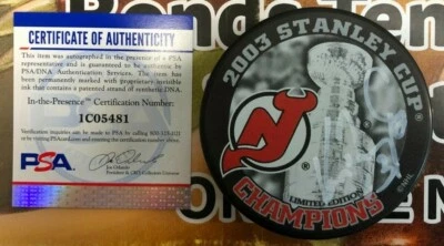 Ken Daneyko Autographed 2003 Stanley Cup Puck W/White Ink PSA/DNA - Image 1 of 2