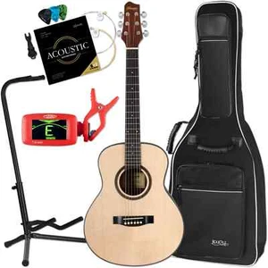 Kleine Gitarre in Mini Jumbo-Größe von Shaman mit Gigbag, Tuner und Ständer - Bild 1 von 9