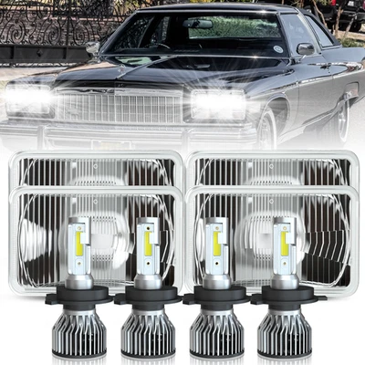 Faros LED negros de haz alto/bajo DRL para Buick Electra 1975-1990 4 piezas 4x6 pulgadas Foto 1 de 4
