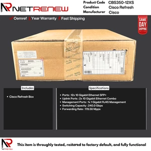 Conmutador administrado Cisco Refresh CBS350-12XS 12 puertos 10G SFP+ - Imagen 1 de 1