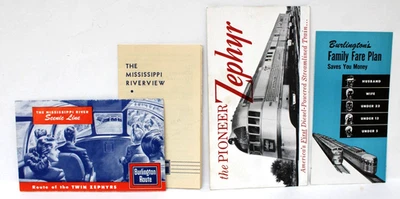 Lot of 4 CB&Q Burlington Route Zephyr Pamphlets Brochures 1960s - Image 1 of 4