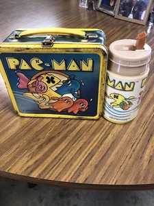 VINTAGE 1980 PAC-MAN METALL BROTDOSE MIT THERMOSKANNE ALADDIN BALLY MIDWAY  - Bild 1 von 12