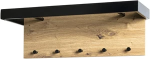 Appendiabiti Da Parete Rovere, Nero, MDF, Metallo - Dim. L 70 Cm X a 24 Cm X P 2 - Foto 1 di 12