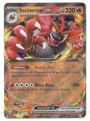 Incineroar ex 034/162 SV05: Temporal Forces Holo Double Rare Pokemon TCG - NM - Image 1 of 2