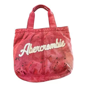 Vintage Abercrombie & Fitch Tote Bag Red Canvas Faded Distressed Beach Y2K Paint - Picture 1 of 5