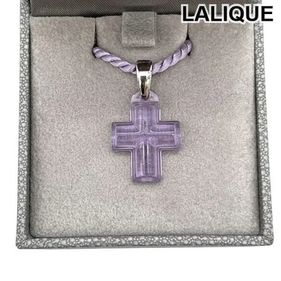 LALIQUE Cross Pendant Necklace Crystal Glass Fashion Accessory Handmade C66 - Image 1 of 4